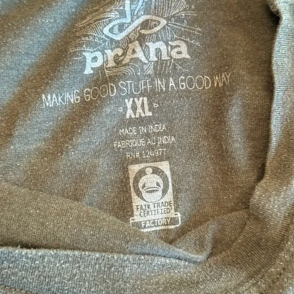prAna Everyday Men’s XXL Yoga T-Shirt 100% Organic Cotton Gray - Picture 3 of 4